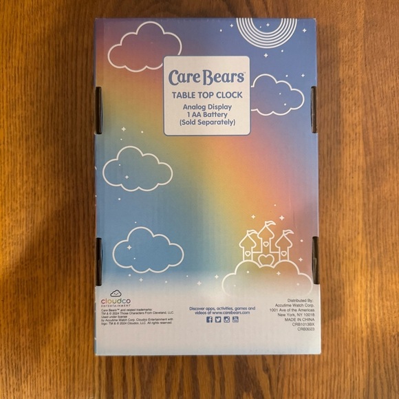 Carebears Cheer Bear Side Table Clock, Pink, 5โx8โ, Battery Operated, Analog - Picture 2 of 3